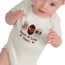Peace Love Piano Organic Baby Bodysuit